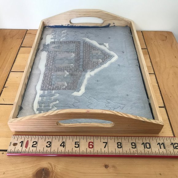 Hand Painted Wooden Tray Winter Country House Tole Design Unfinished 11x14" - Picture 4 of 5